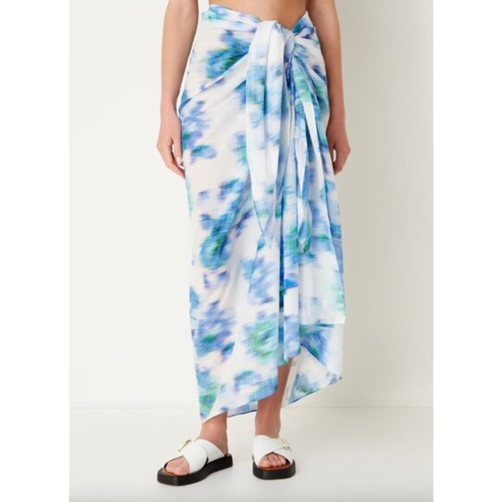 Ted Baker Rectangular  Cotton Beach Sarong Blue multi  72" x 52" NWT